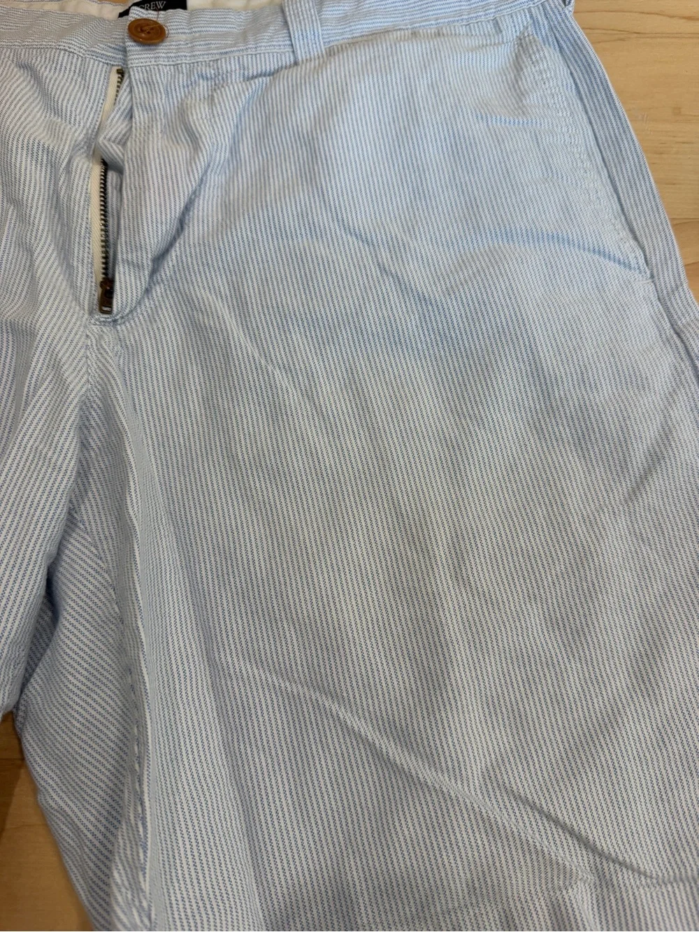 J. Crew Light Blue Pinstriped Casual Button-Down Shirt